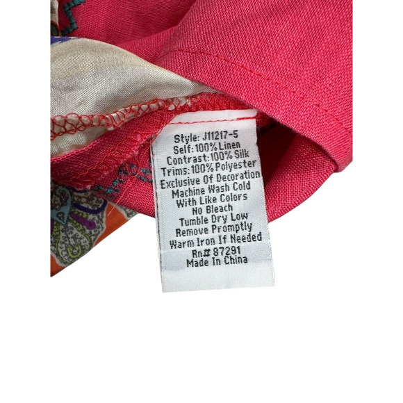 Johnny Was Patchwork Patterned Tank Top Size S Scarf Silk Linen Boho - Picture 8 of 8